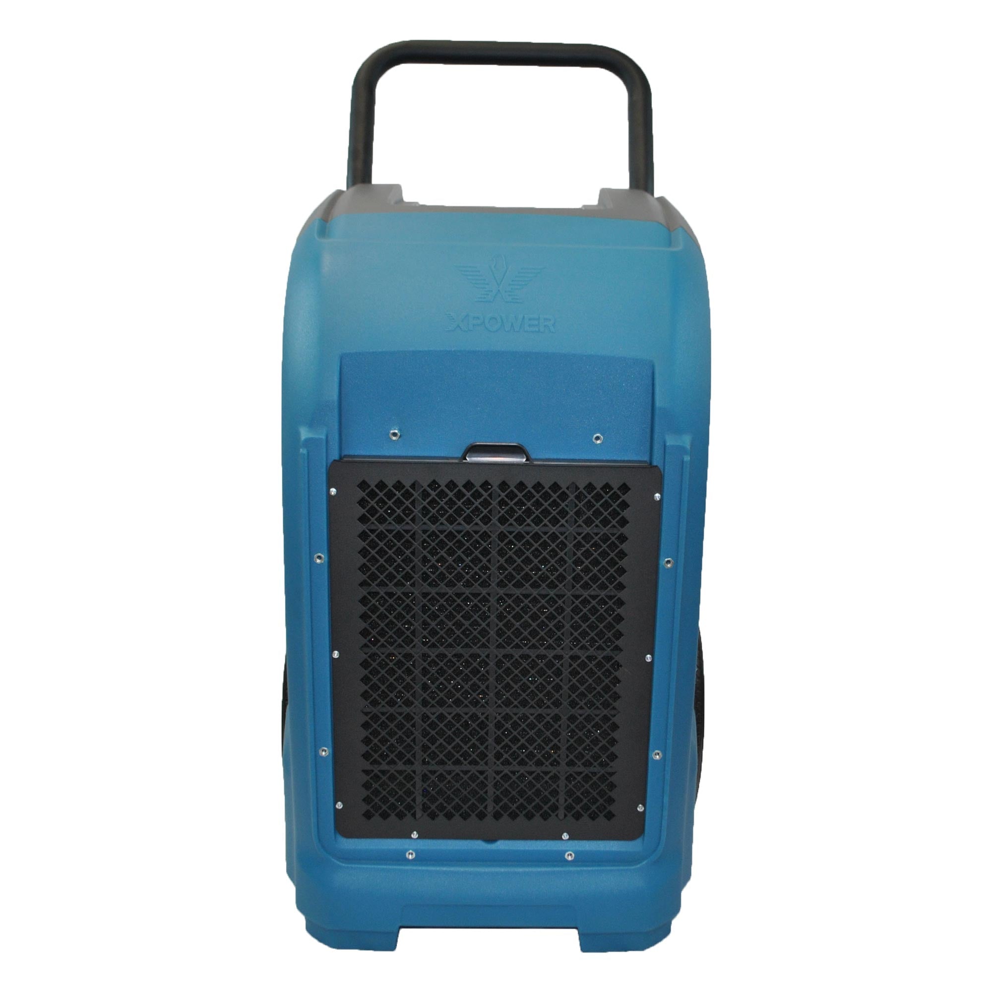 front view of XPOWER XD-125 125-Pint Commercial Dehumidifier with Automatic Purge Pump and Drainage Hose