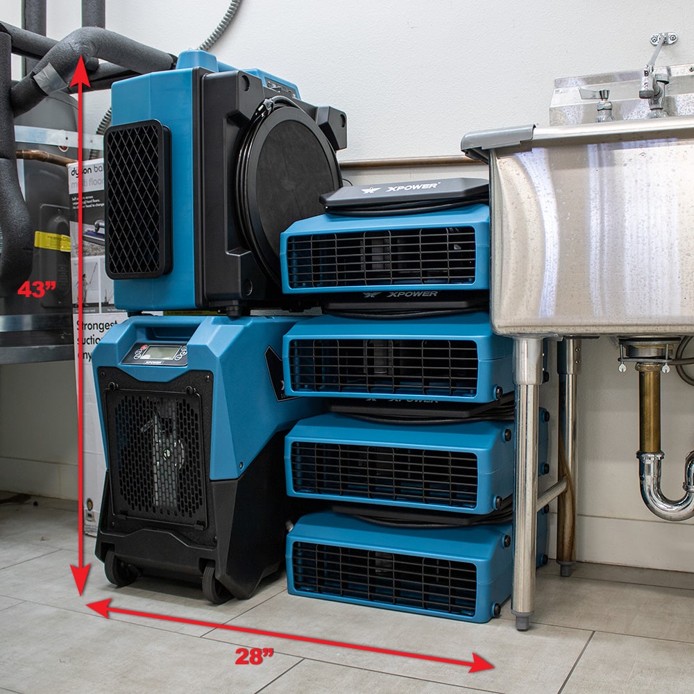xpower pl 700a in blue together stored away with dehumidifier and air scrubber