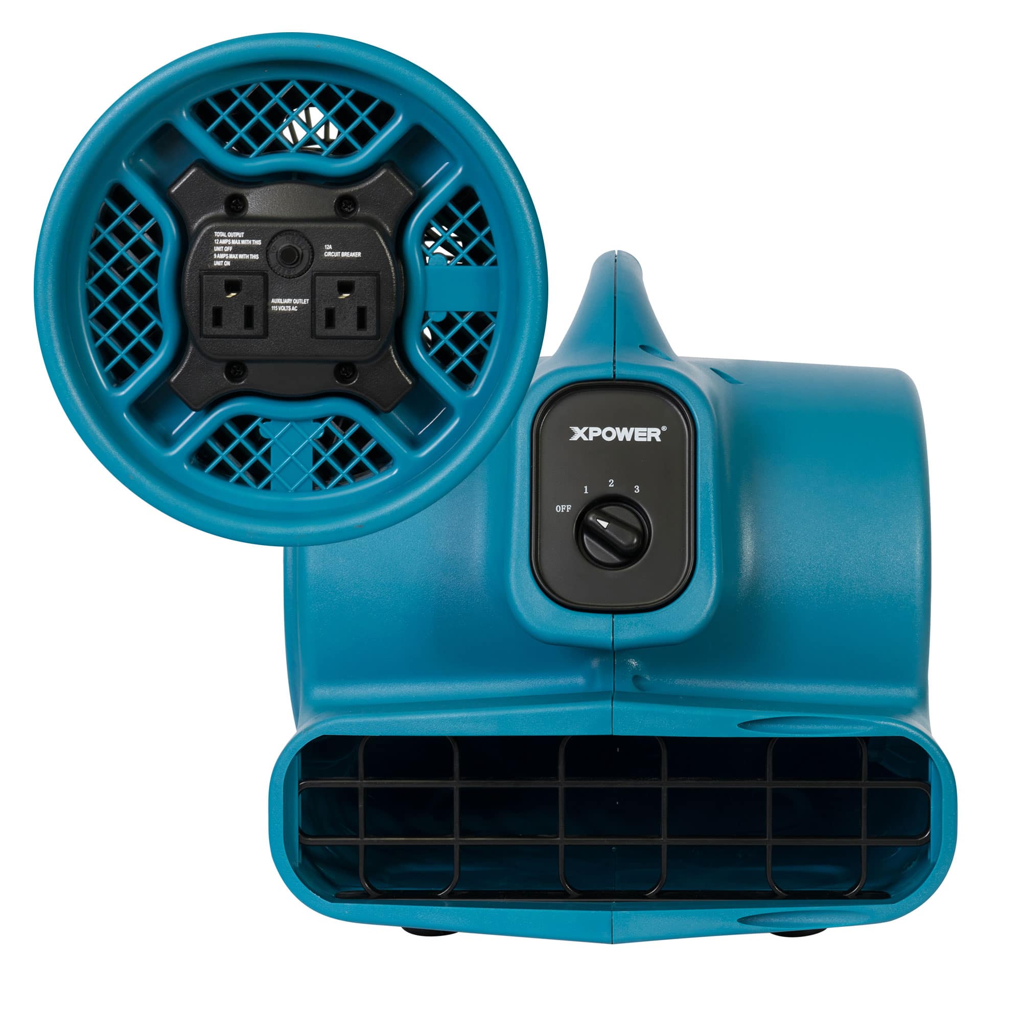 zoomed in view of outlets for daisy chain on a blue xpower x 400a