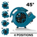 xpower x 600a in blue showing the 4 different drying positions