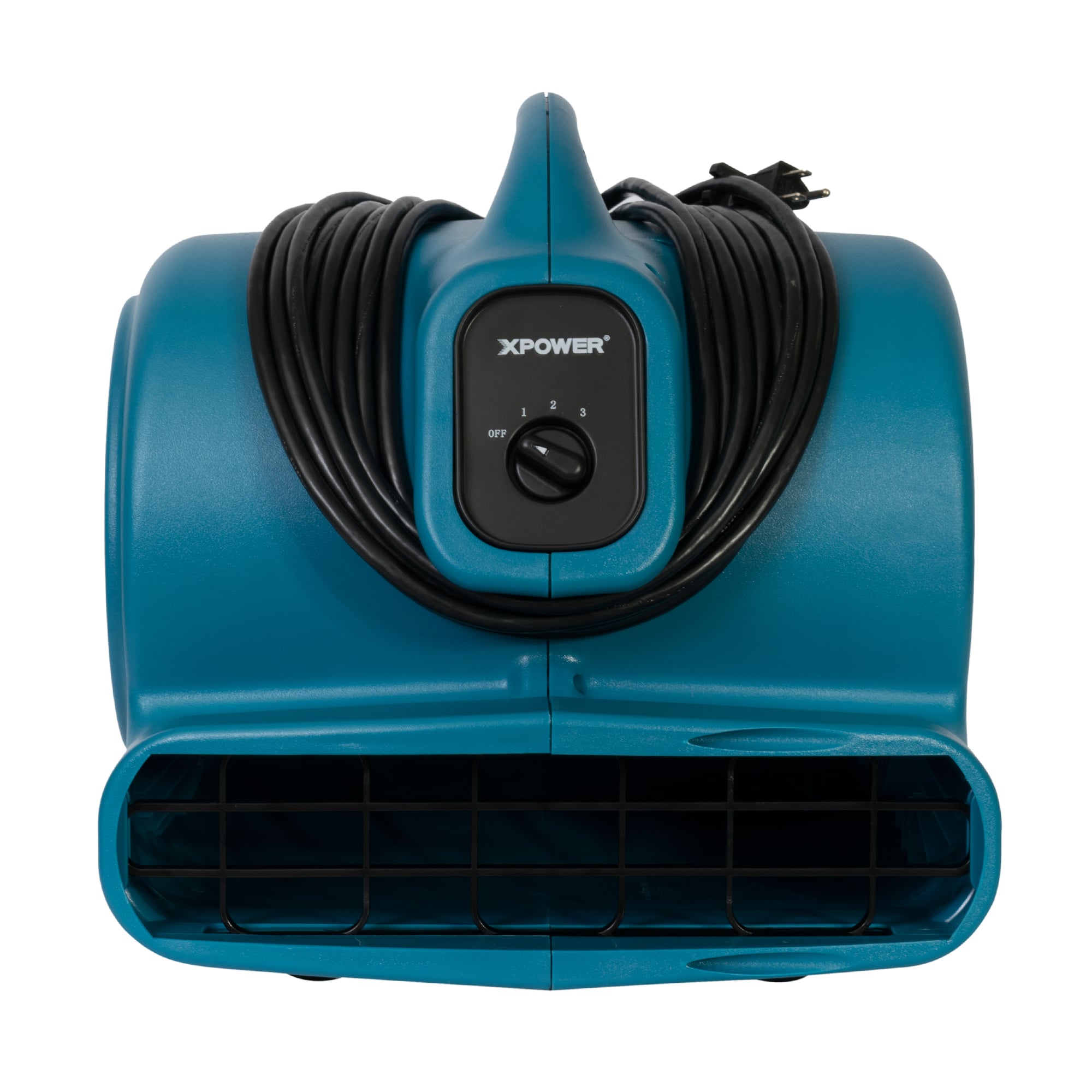 front view of xpower x 600a in blue showing power cord wrapped up