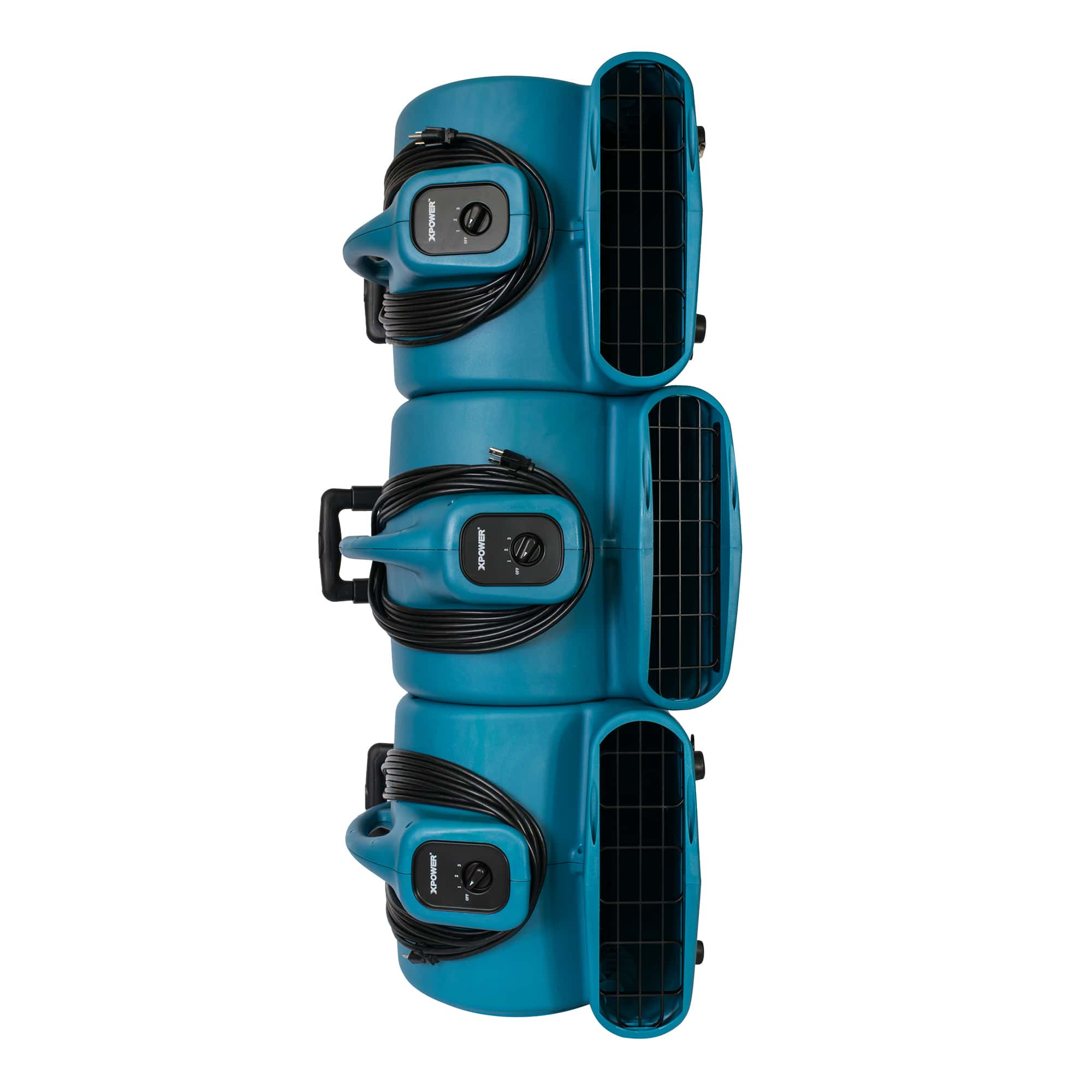xpower x 830h in blue stacked 3 units high for storage and transport