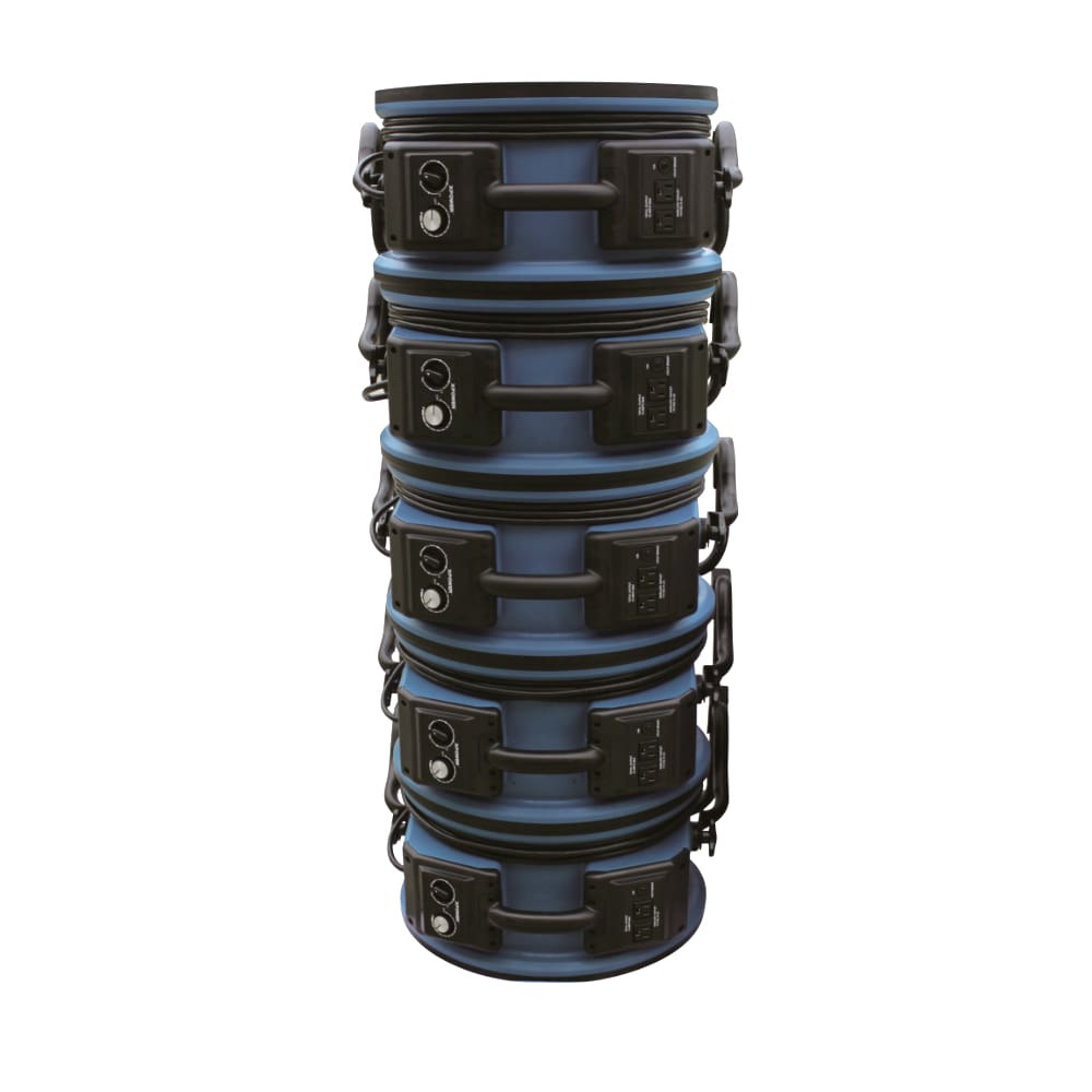 5 units of blue x 47atr stacked for transport and storage