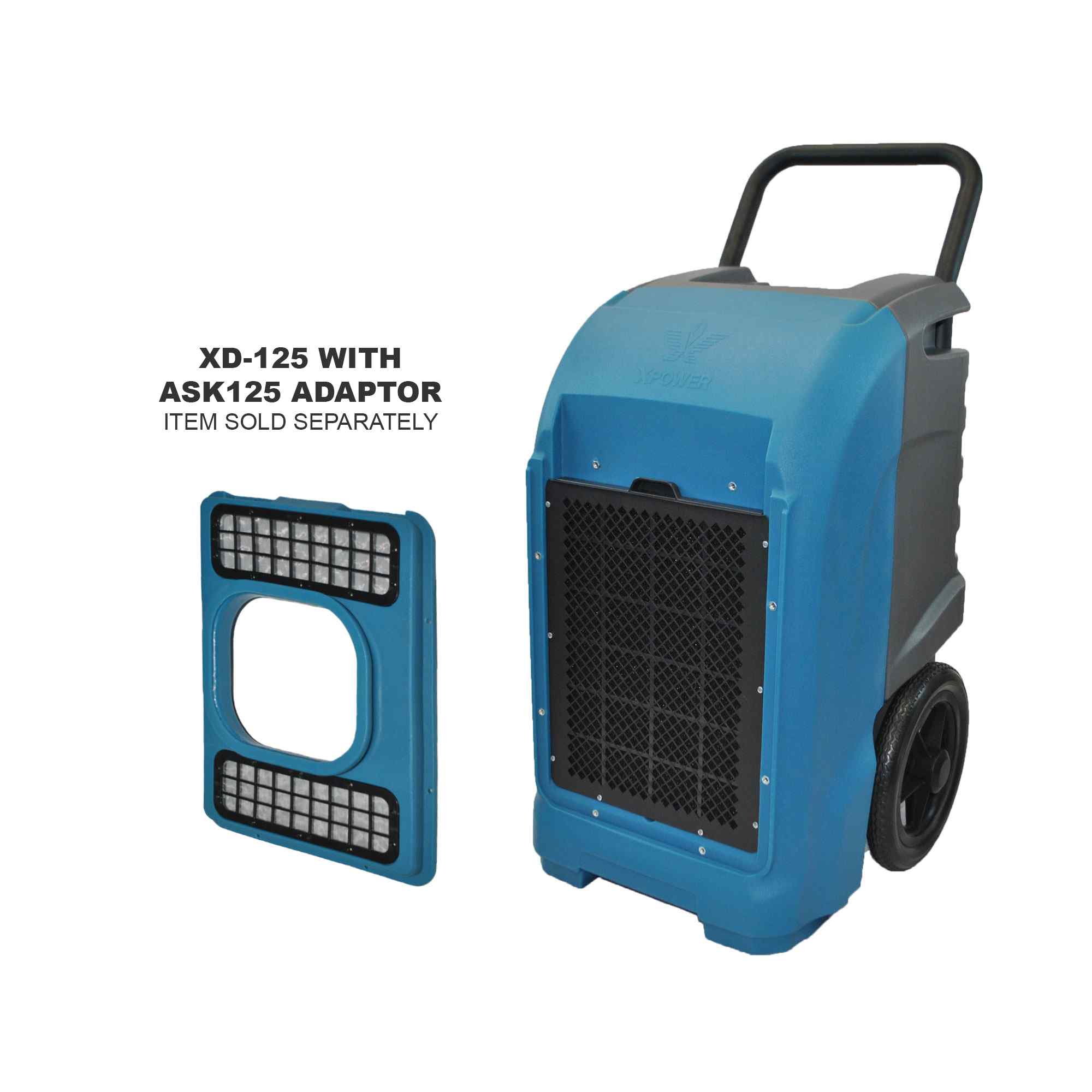 xd 125 in blue showing optional adapter for ducting