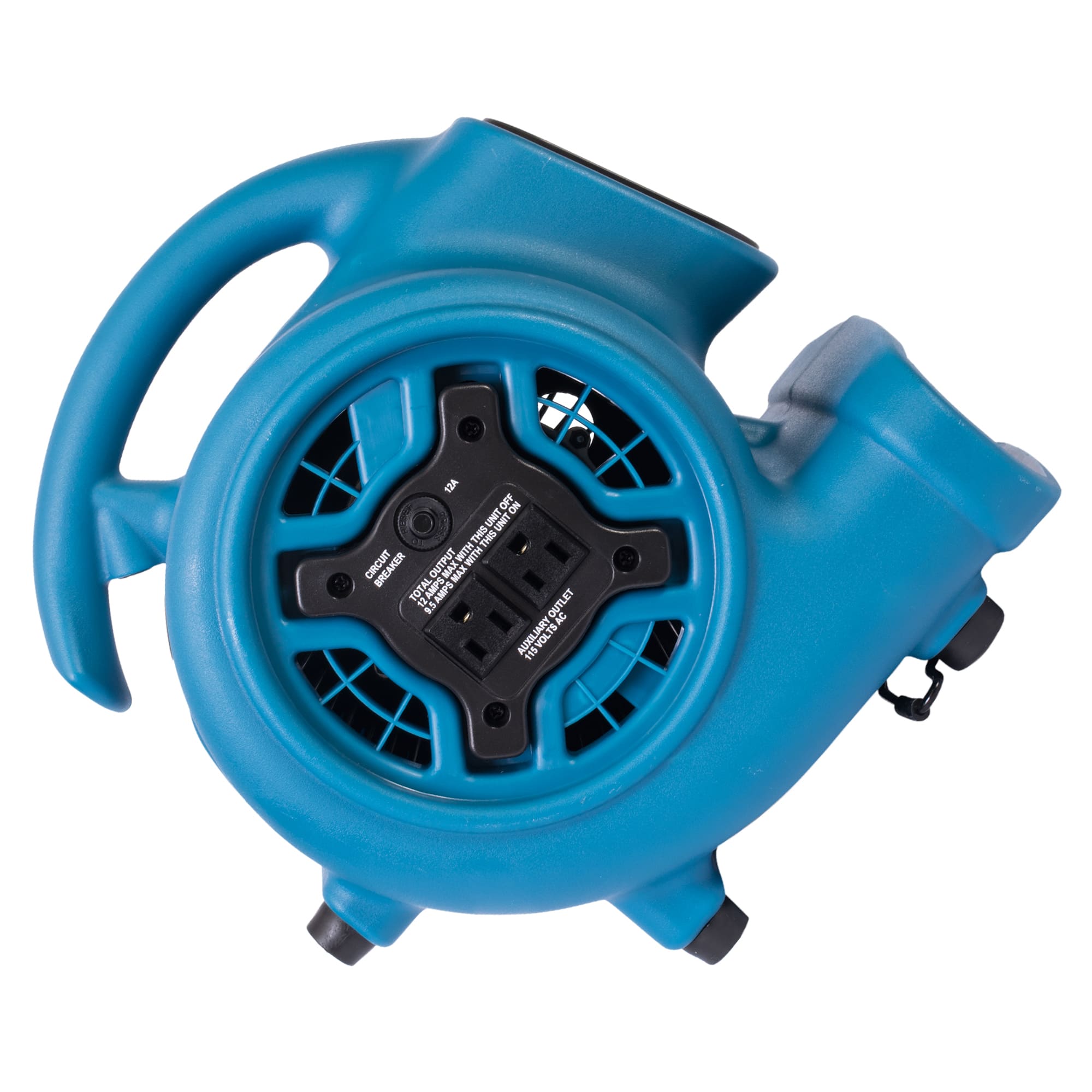 45 degree angle view of a blue xpower p 230at air mover