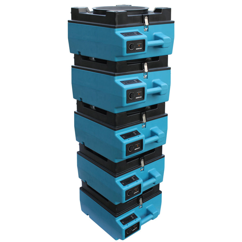 stacked view of XPOWER X-3400A Professional 3-Stage HEPA Air Scrubber - 600 CFM