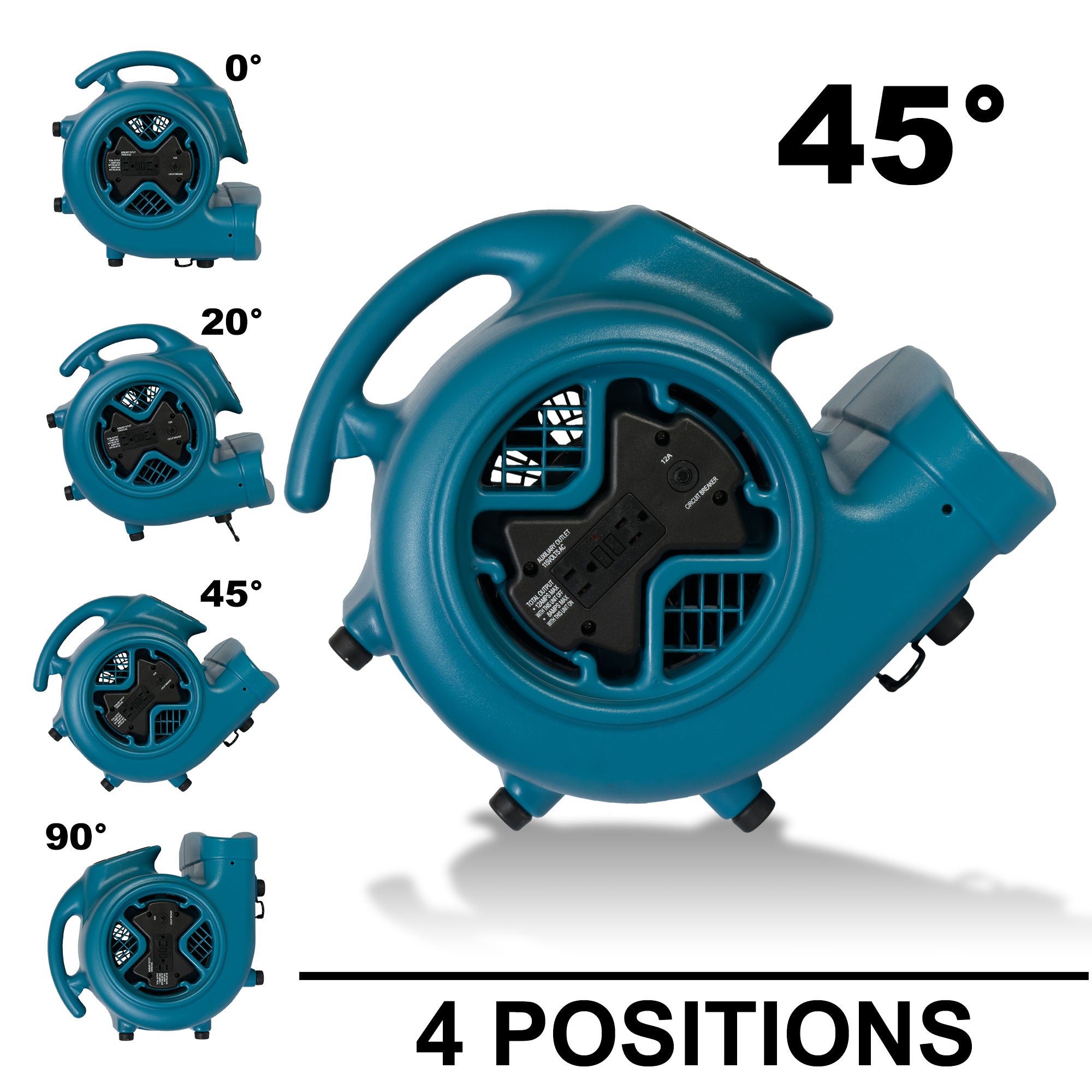 XPOWER X-600A 1/3 HP Air Mover with Daisy Chain in blue angle views