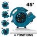 XPOWER X-600A 1/3 HP Air Mover with Daisy Chain in blue angle views