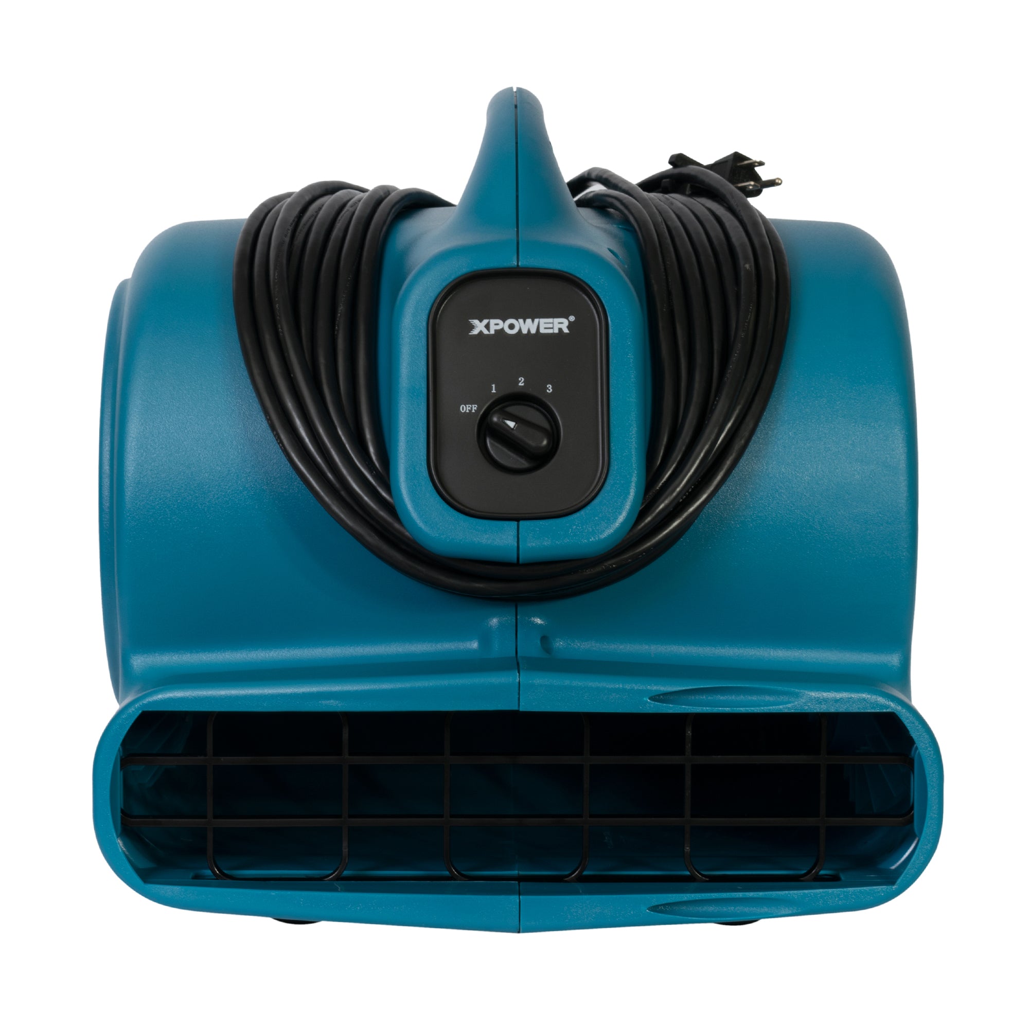 XPOWER X-600A 1/3 HP Air Mover with Daisy Chain in blue cord wrapped around